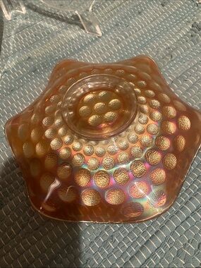 Fenton Coin Dot/Stippled pattern - 
carnival glass bowl